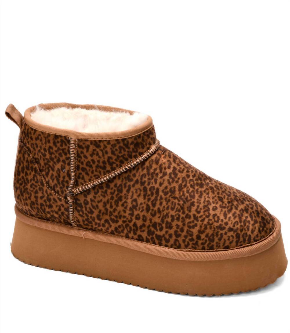 NEW CORKYS FOOTWEAR women's room service platform booties in mini leopard